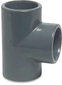 PVC-U - T-stuk 90º graden - 32mm Lijmmof - Grijs