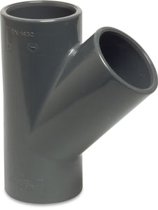 PVC-U - T-stuk 90º graden - 32mm Lijmmof - Grijs